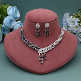 Black Color American Diamond Necklace Set for Modern Ethnic Looks