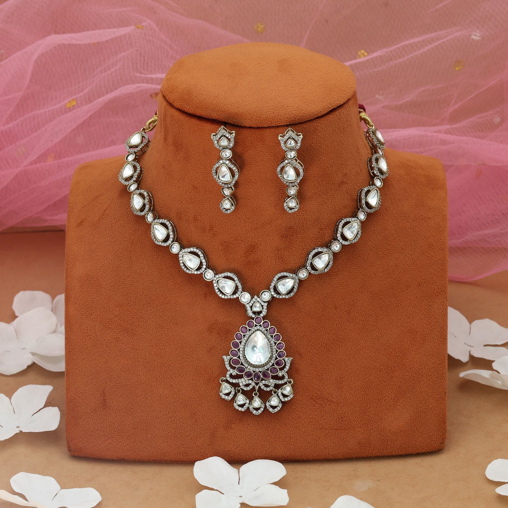 Rani Color American Diamond Necklace Set