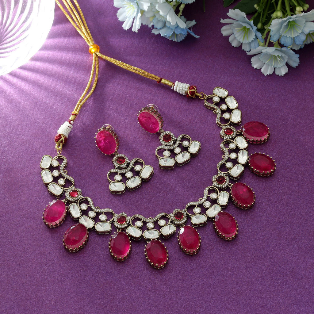 Rani Color American Diamond Necklace Set (Classic)