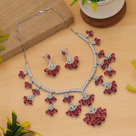 Rani Color American Diamond Necklace Set Royal Ethnic Bridal Statement Jewelry Collection