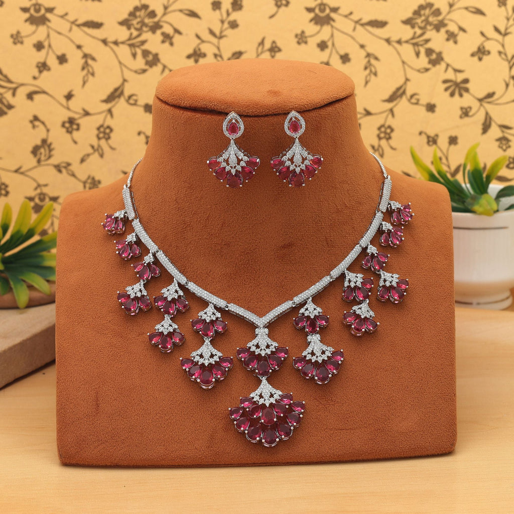 Rani Color American Diamond Necklace Set Royal Ethnic Bridal Statement Jewelry Collection