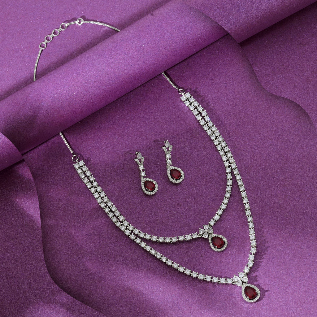 Rani Color American Diamond Necklace Set Bold Traditional Bridal Jewelry Design Collection