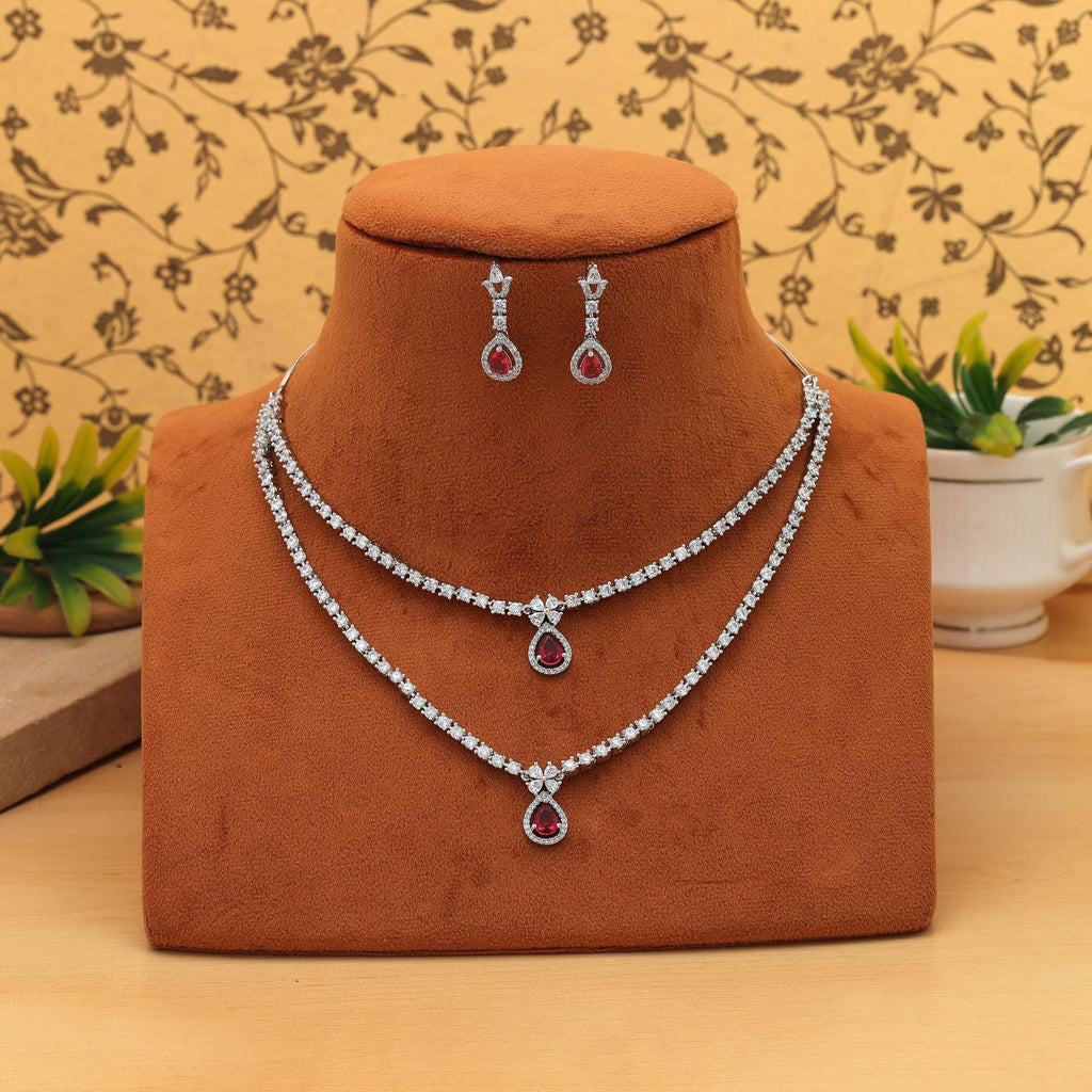 Rani Color American Diamond Necklace Set Bold Traditional Bridal Jewelry Design Collection