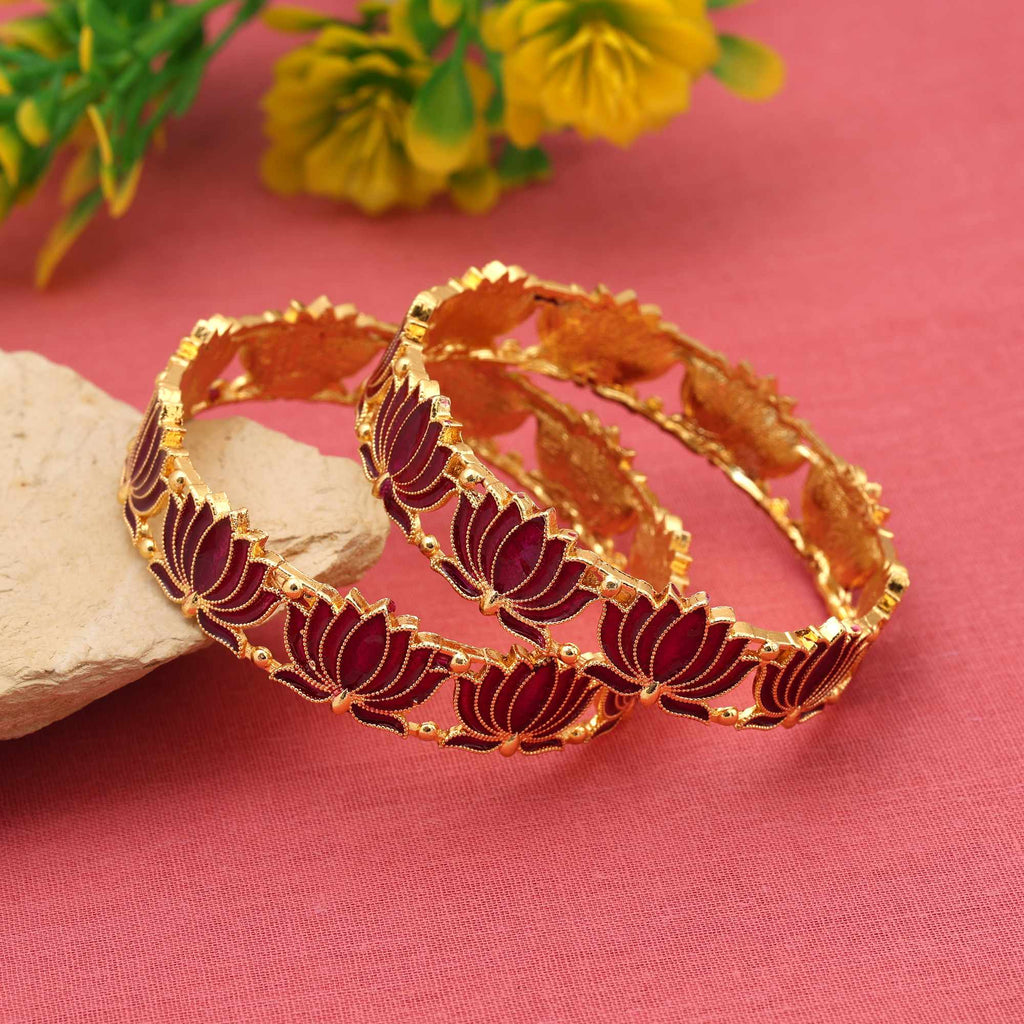 Magenta Color 4 Set Of Velvet Bangles Combo Size(2 Set Of 2.6, 2 Set Of 2.8)