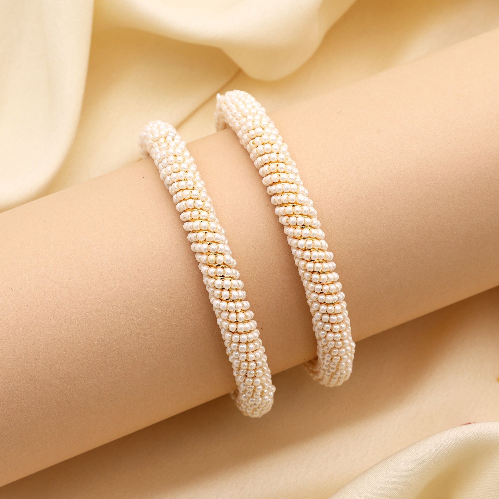 Traditional White Color Royal Look Handcrafted Stylish Fashion Bangle