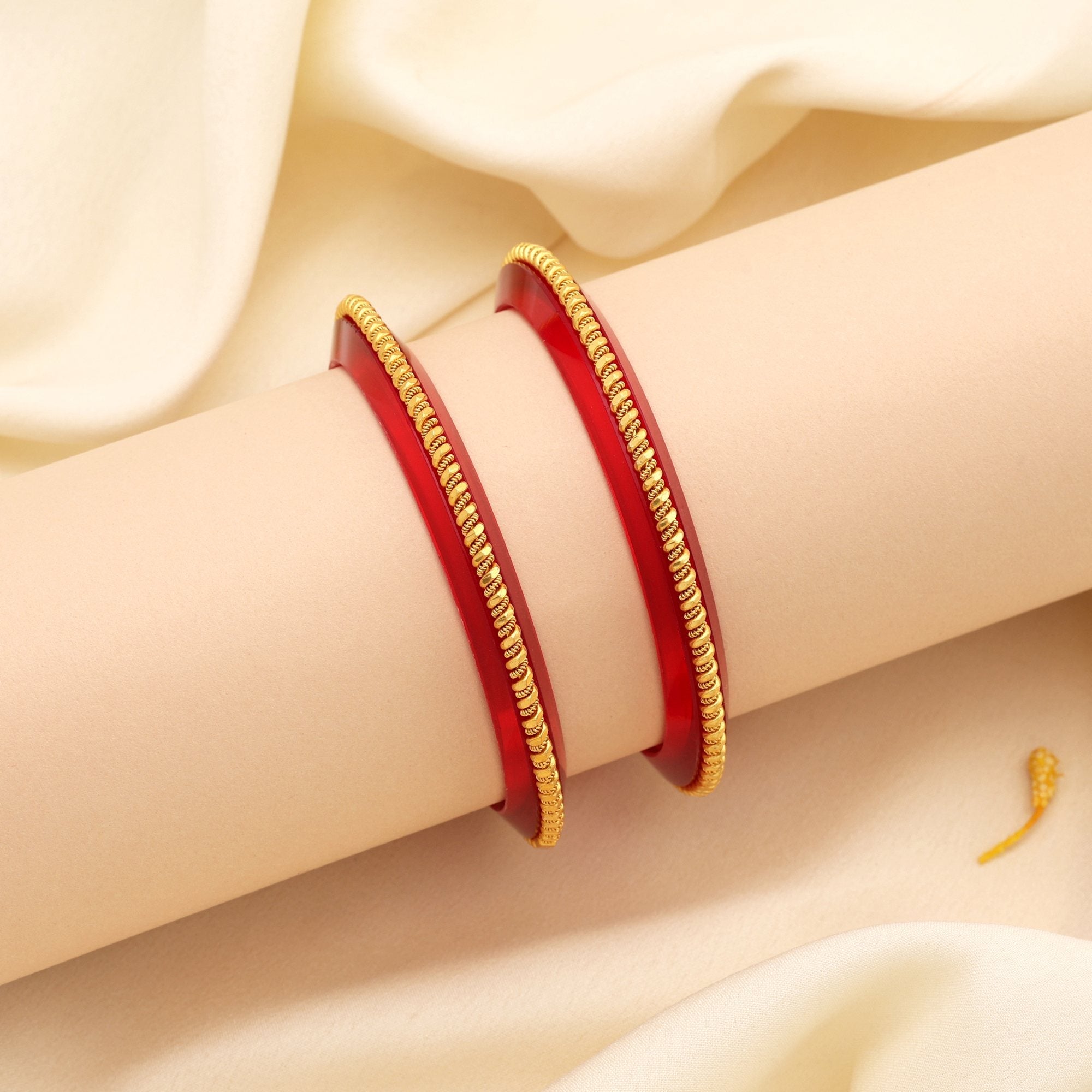 Red Color Traditional Bridal Ethnic Design Women’S Fashion Bangle