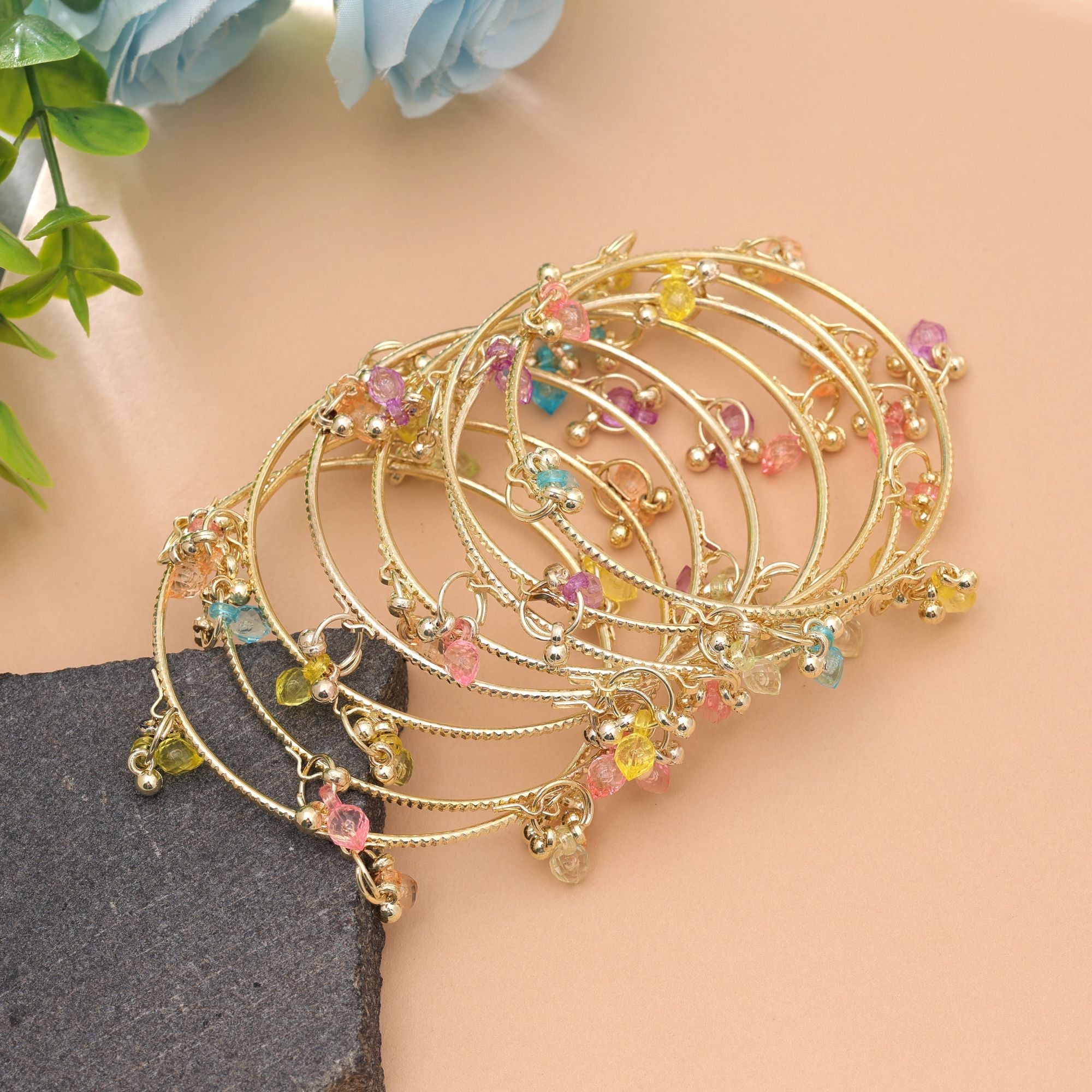 Gold Color Kashmiri Thread Bangle Set Royal Design