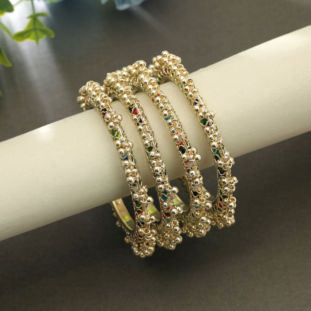 Gold Color Kashmiri Thread Bangle Set Traditional Look
