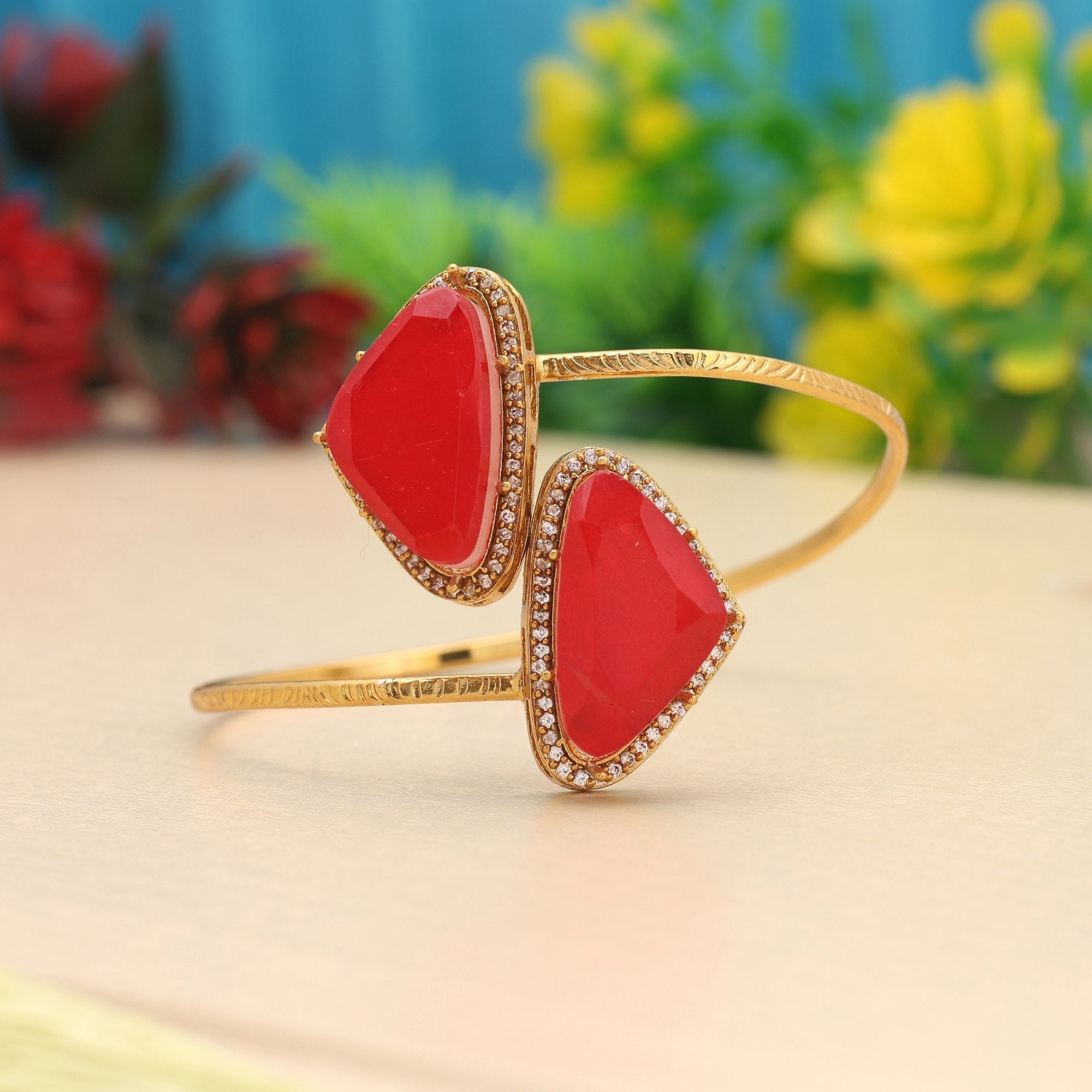 Red Color Openable American Diamond Bracelet