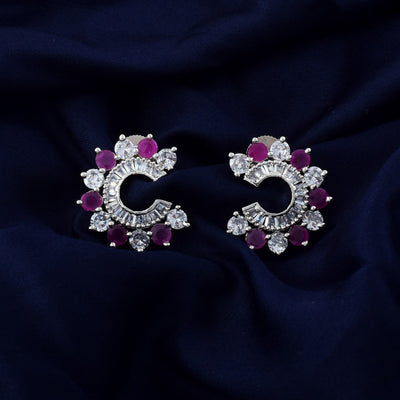Rani Color American Diamond Earrings With Elaborate Gemstone Studded Details