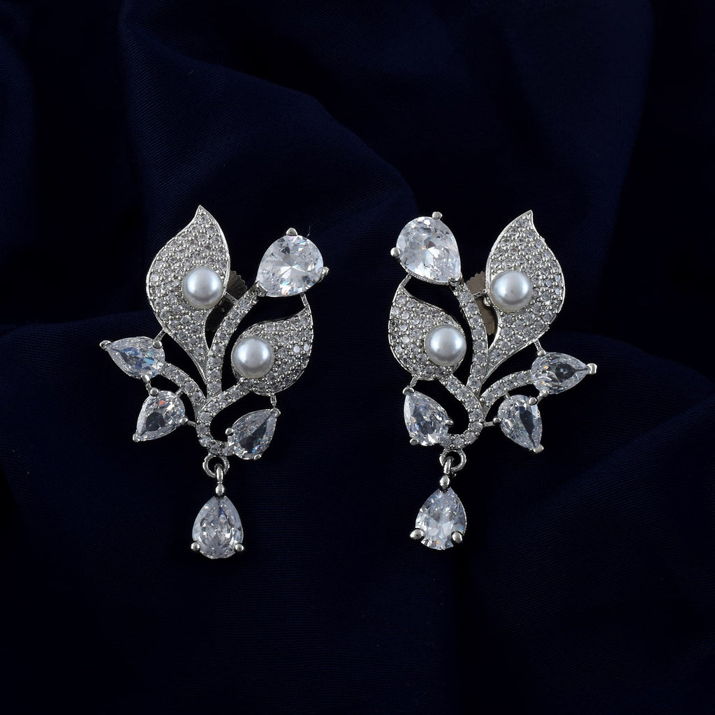 Silver Color American Diamond Earrings For Elegant Party And Daily Wear