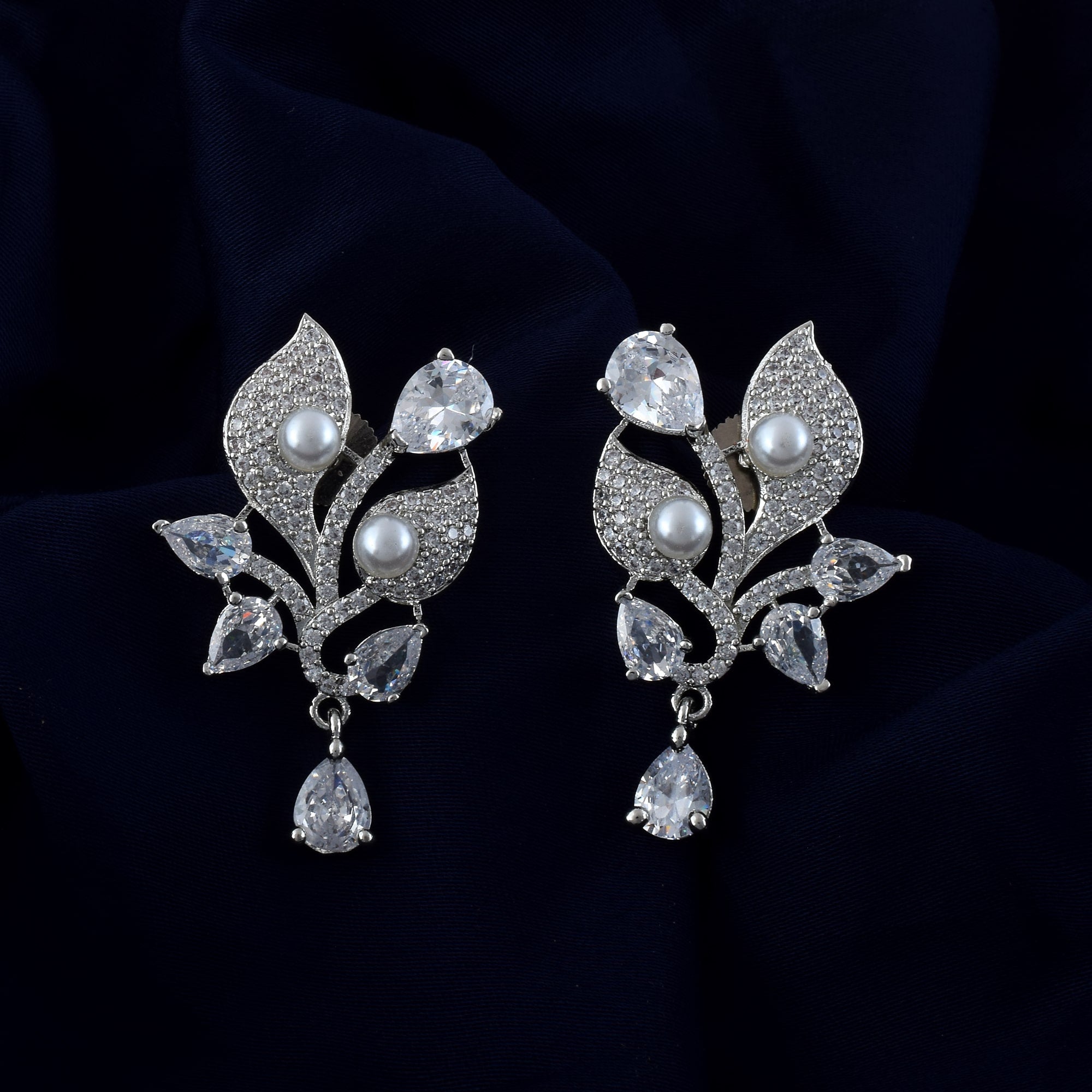 Silver Color American Diamond Earrings For Elegant Party And Daily Wear