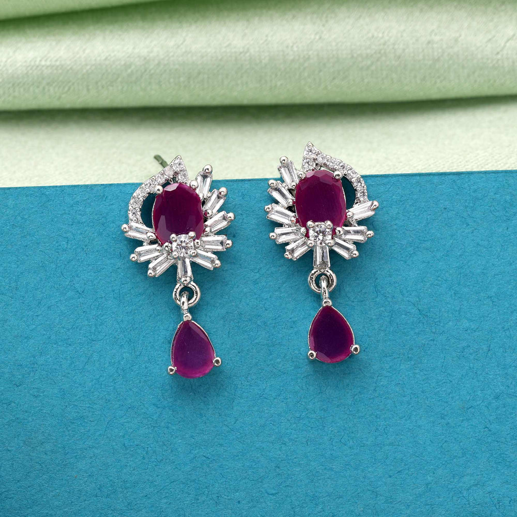Rani Color Gorgeous Traditional American Diamond Earrings For Women’S Festive Wear