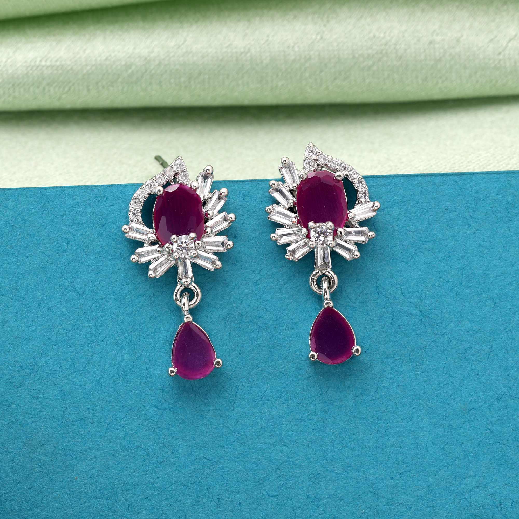 Rani Color Gorgeous Traditional American Diamond Earrings For Women’S Festive Wear