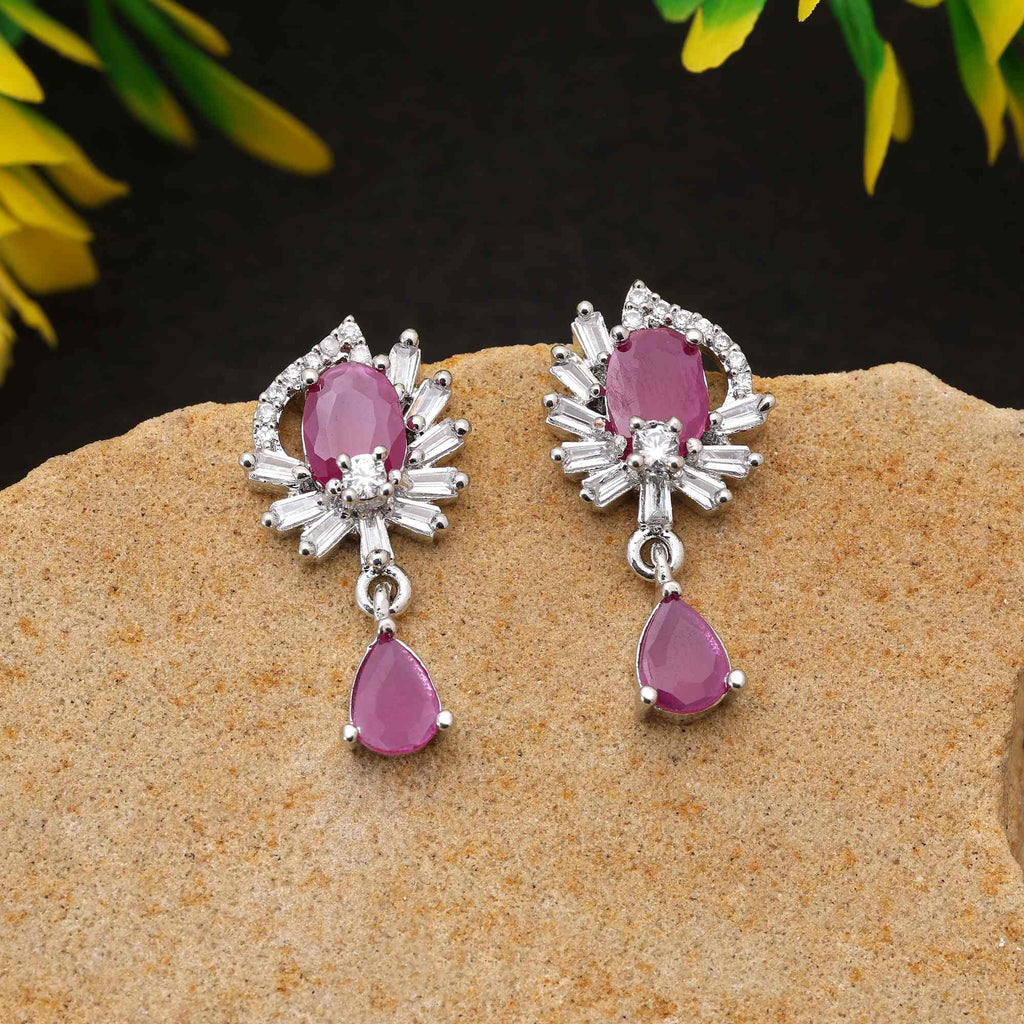 Rani Color Gorgeous Traditional American Diamond Earrings For Women’S Festive Wear