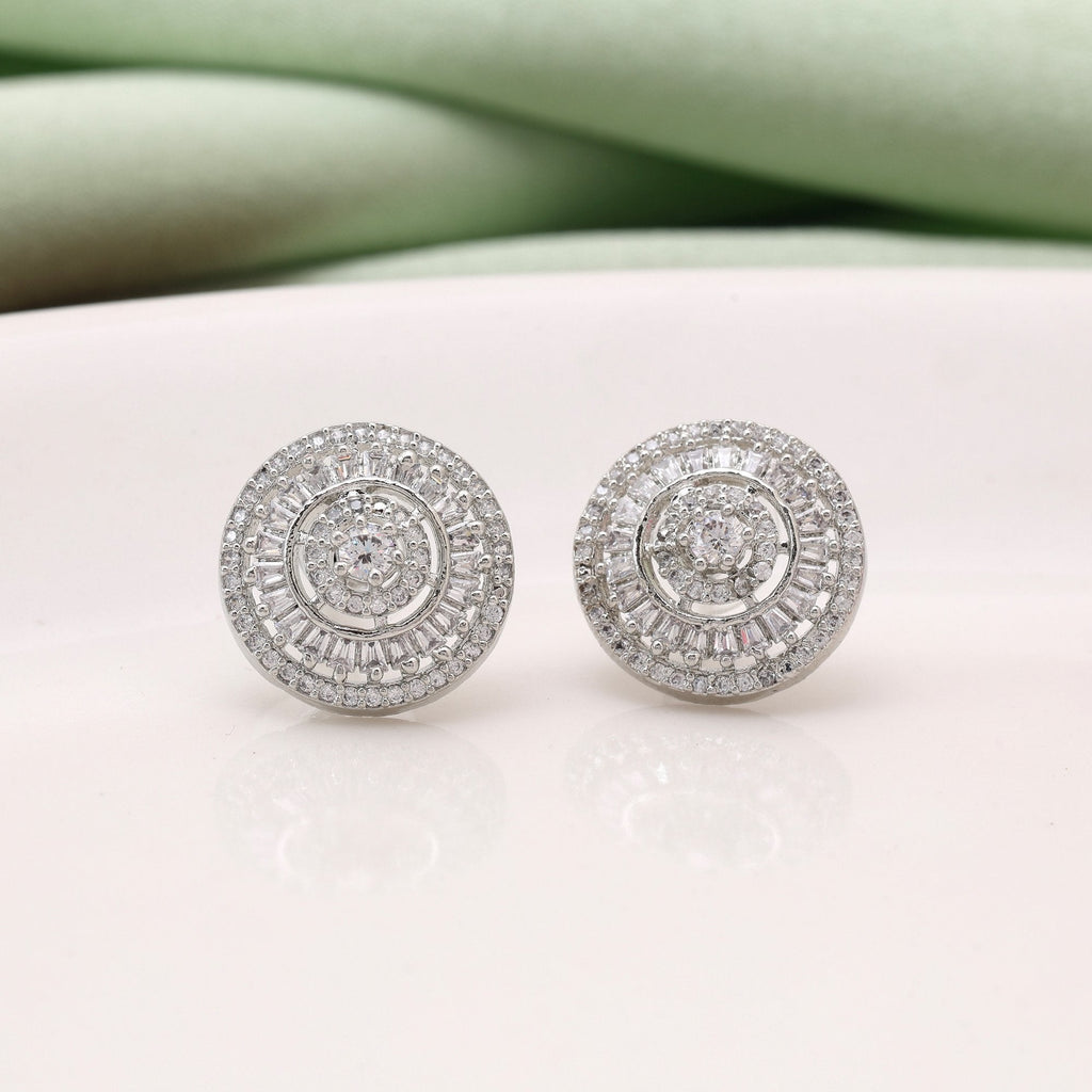 Silver Color Dazzling Shine American Diamond Earrings For Everyday And Special Occasions