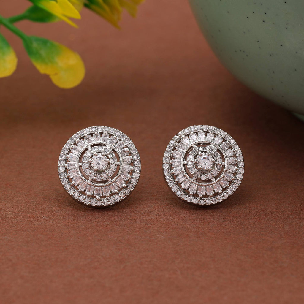 Silver Color Dazzling Shine American Diamond Earrings For Everyday And Special Occasions