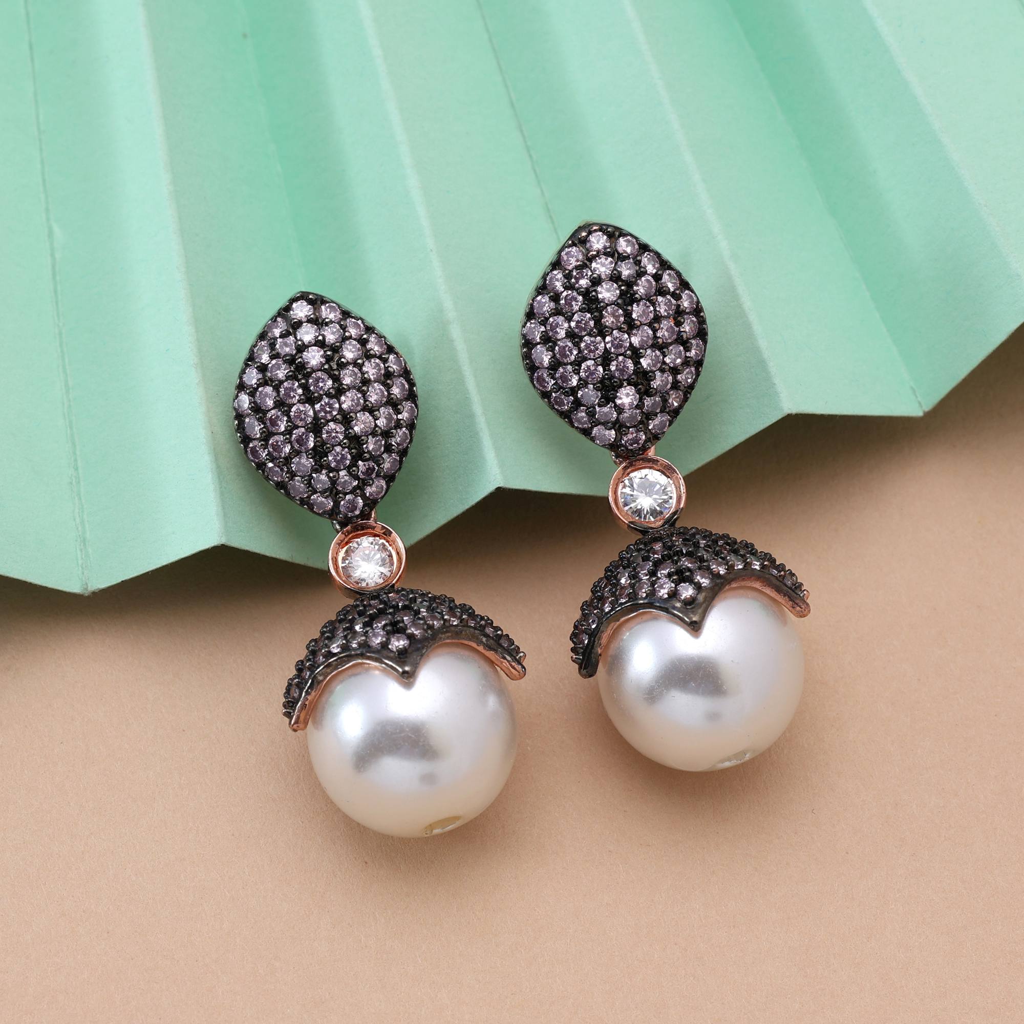 Light Pink Color Stunning Bridal American Diamond Earrings For Elegant Wedding Jewelry