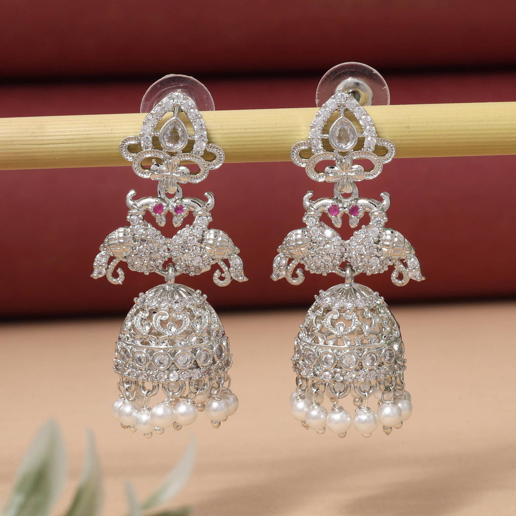 Rani Color Gorgeous Round American Diamond Earrings For Party And Wedding Style