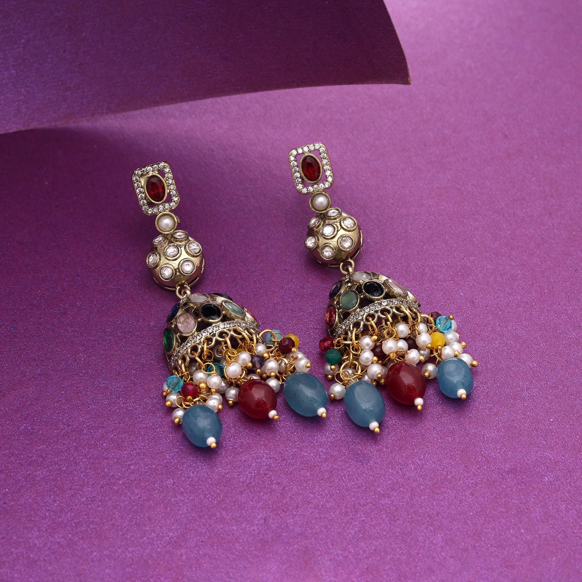 Multi Color American Diamond Earrings For Girls & Women