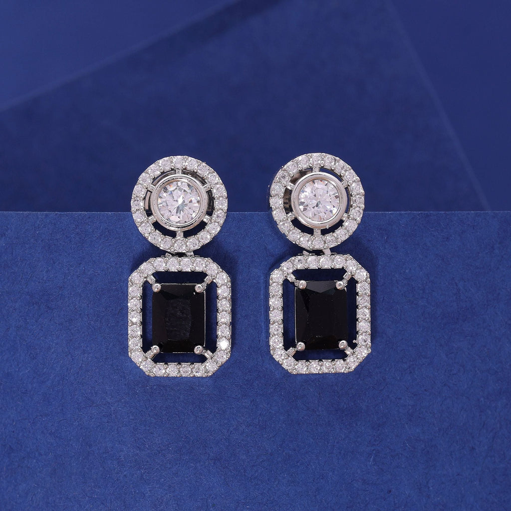 Black Color American Diamond Earrings