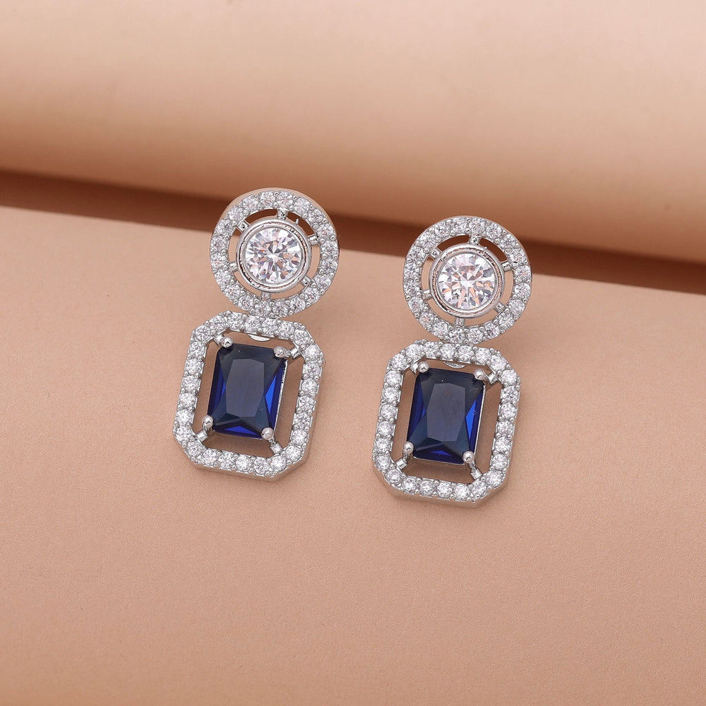 Blue Color American Diamond Earrings