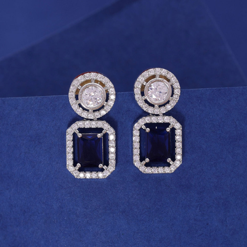 Blue Color American Diamond Earrings