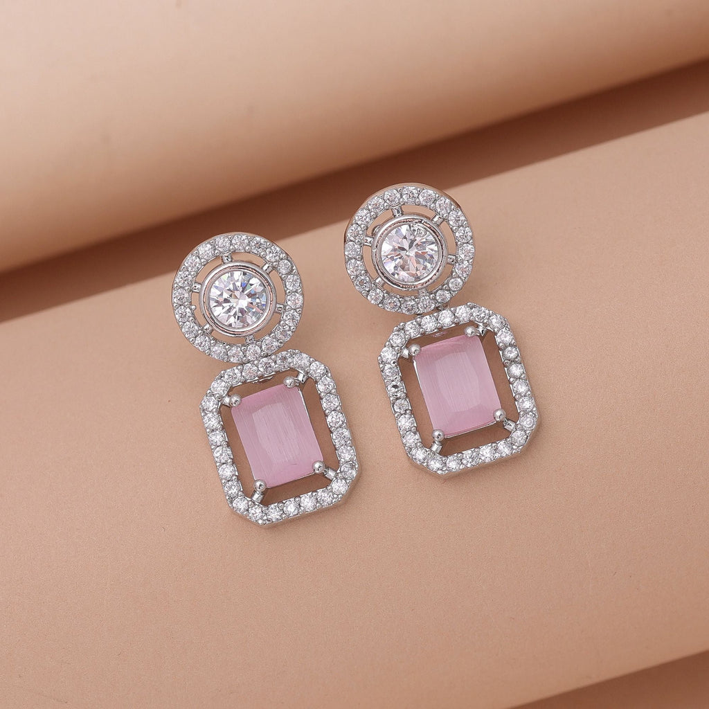 Light Pink Color Diamond Earrings