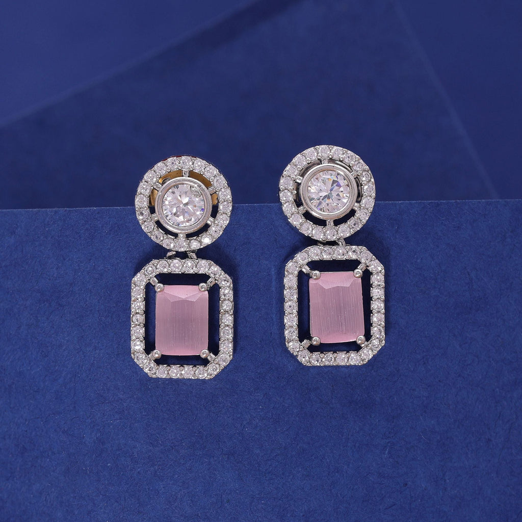 Light Pink Color Diamond Earrings