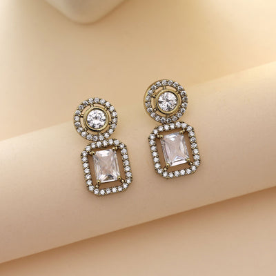 White Color American Diamond Earrings Fashion Earrings Designed For Bridal Looks