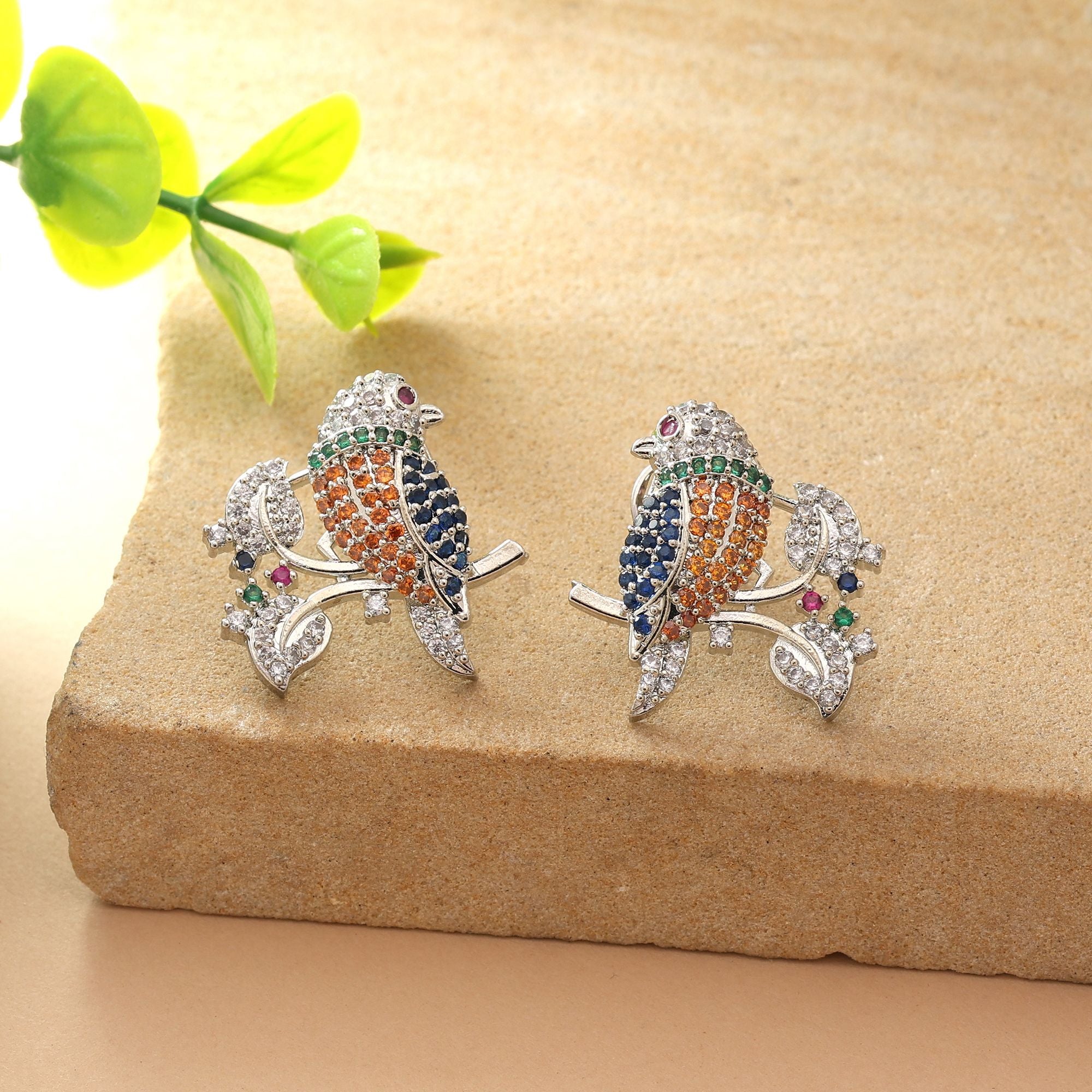 Multi Color American Diamond Earrings Fashion Earrings With Vibrant Party Appeal