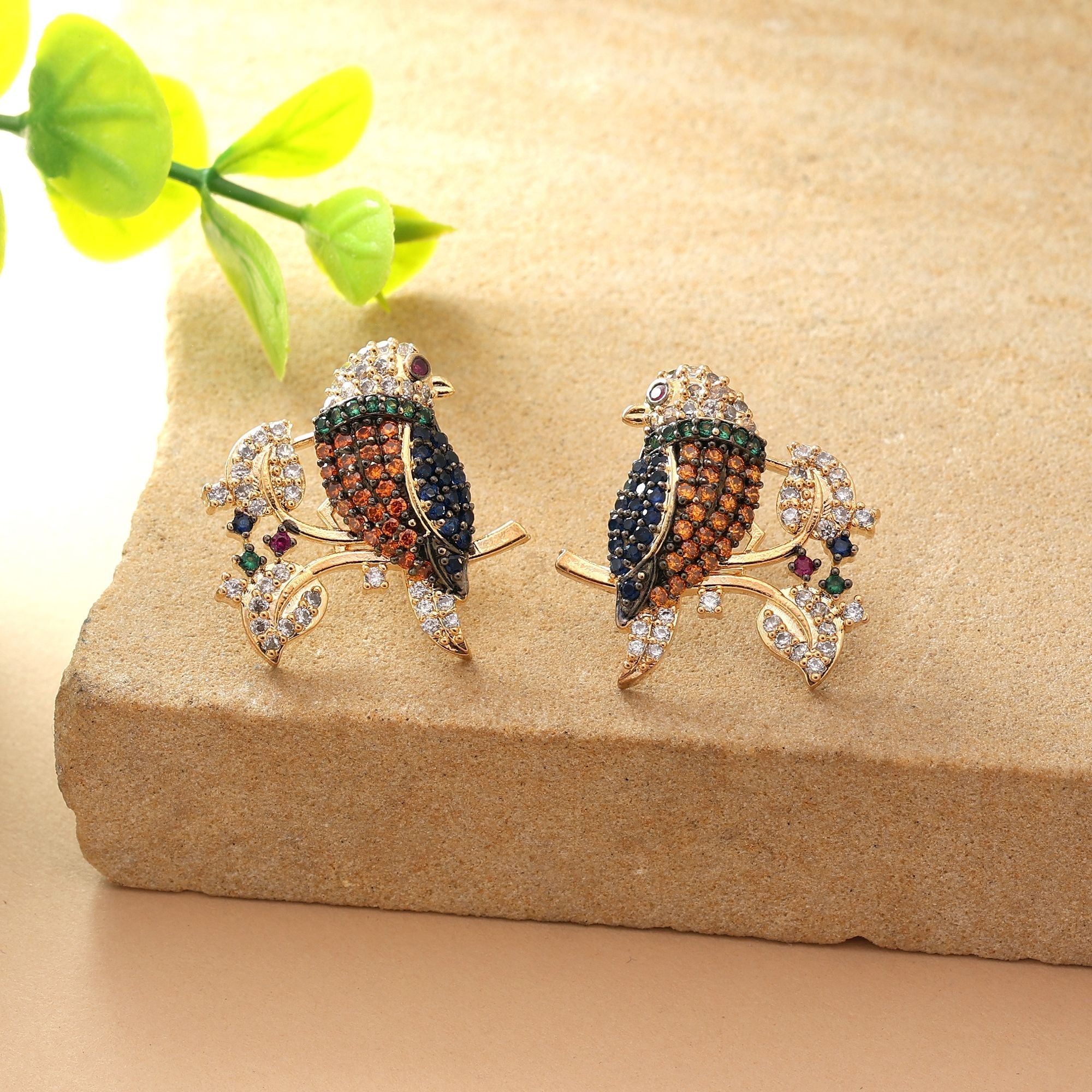 Multi Color American Diamond Earrings Fashion Earrings Featuring Statement Design