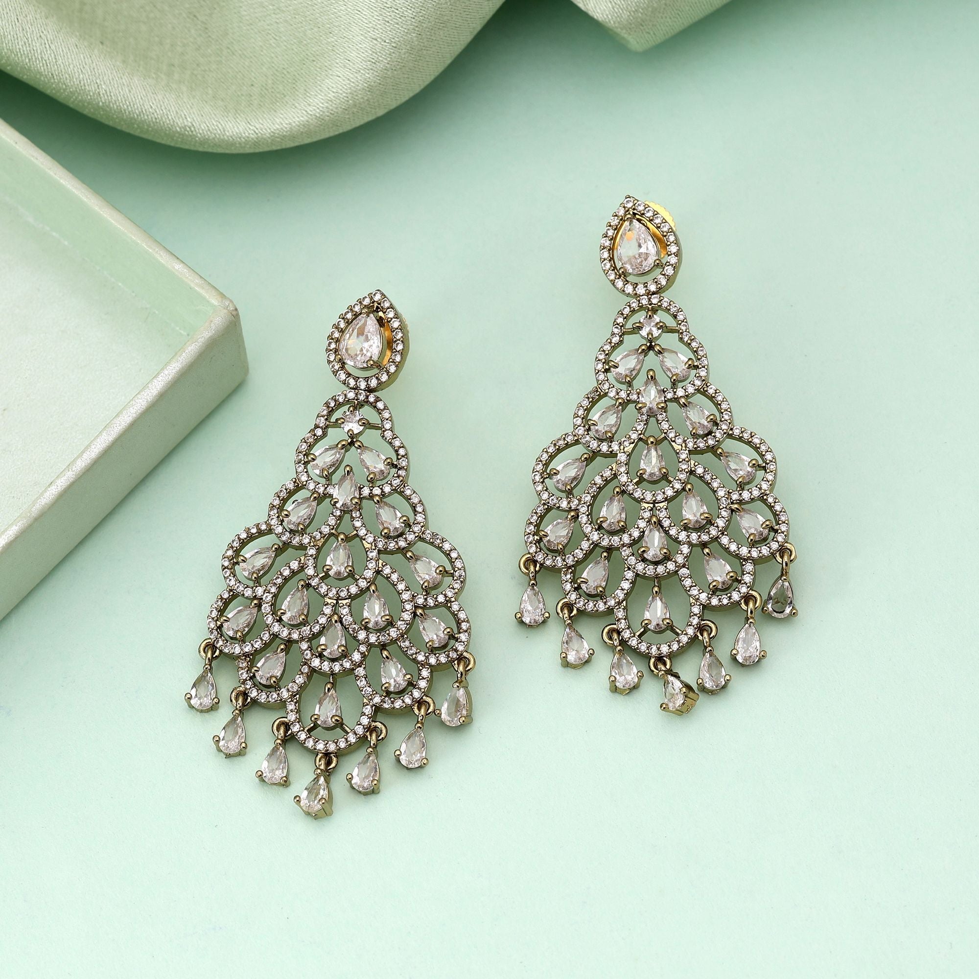 White Color American Diamond Earrings Fashion Earrings With Luxury Inspired Look