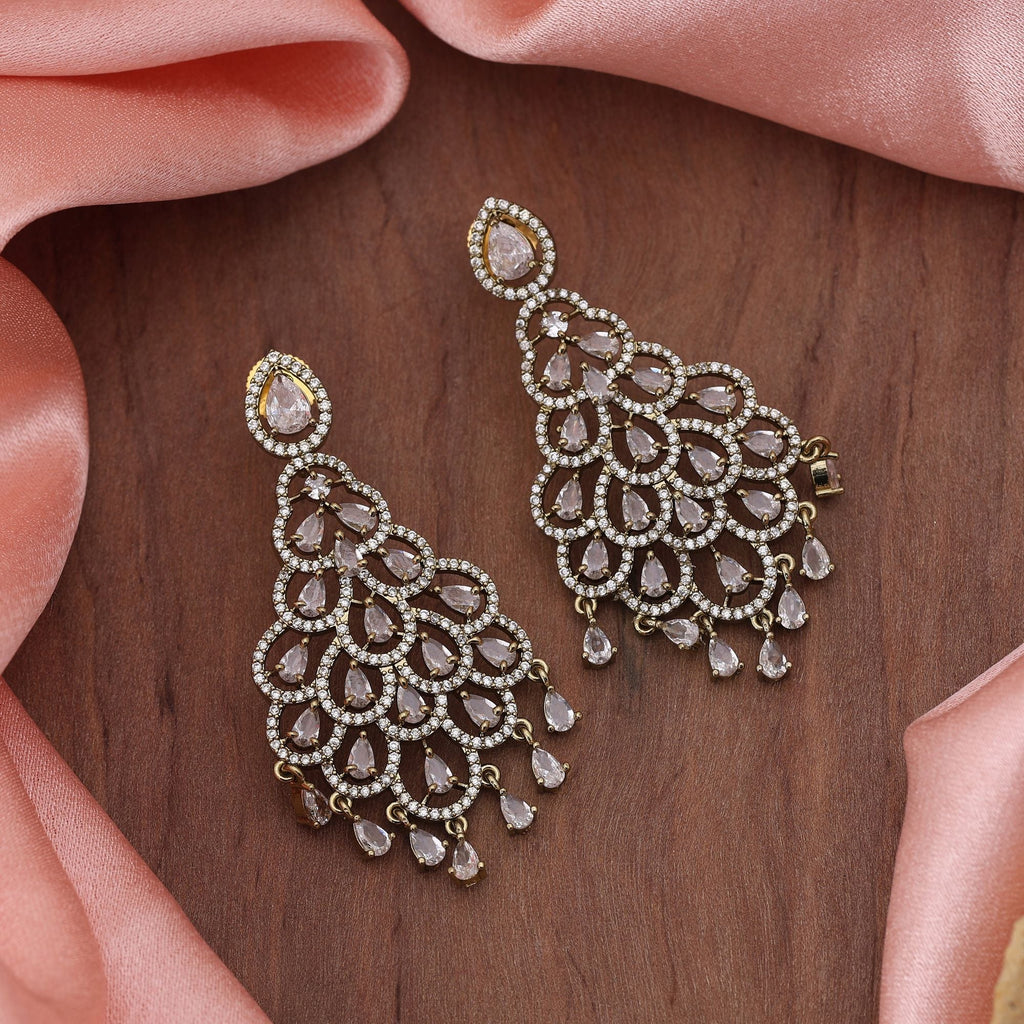 White Color American Diamond Earrings Fashion Earrings With Luxury Inspired Look