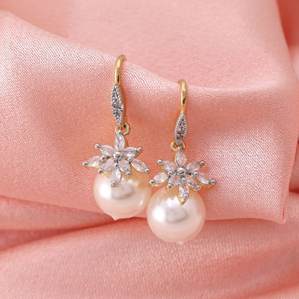 White Color American Diamond Earrings Fashion Earrings With Classic Minimal Design