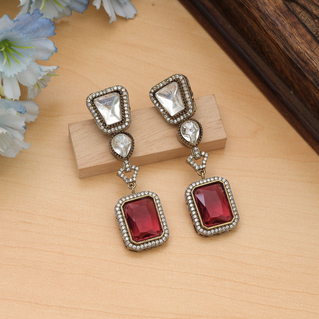 Rani Color American Diamond Earrings Wedding Wear