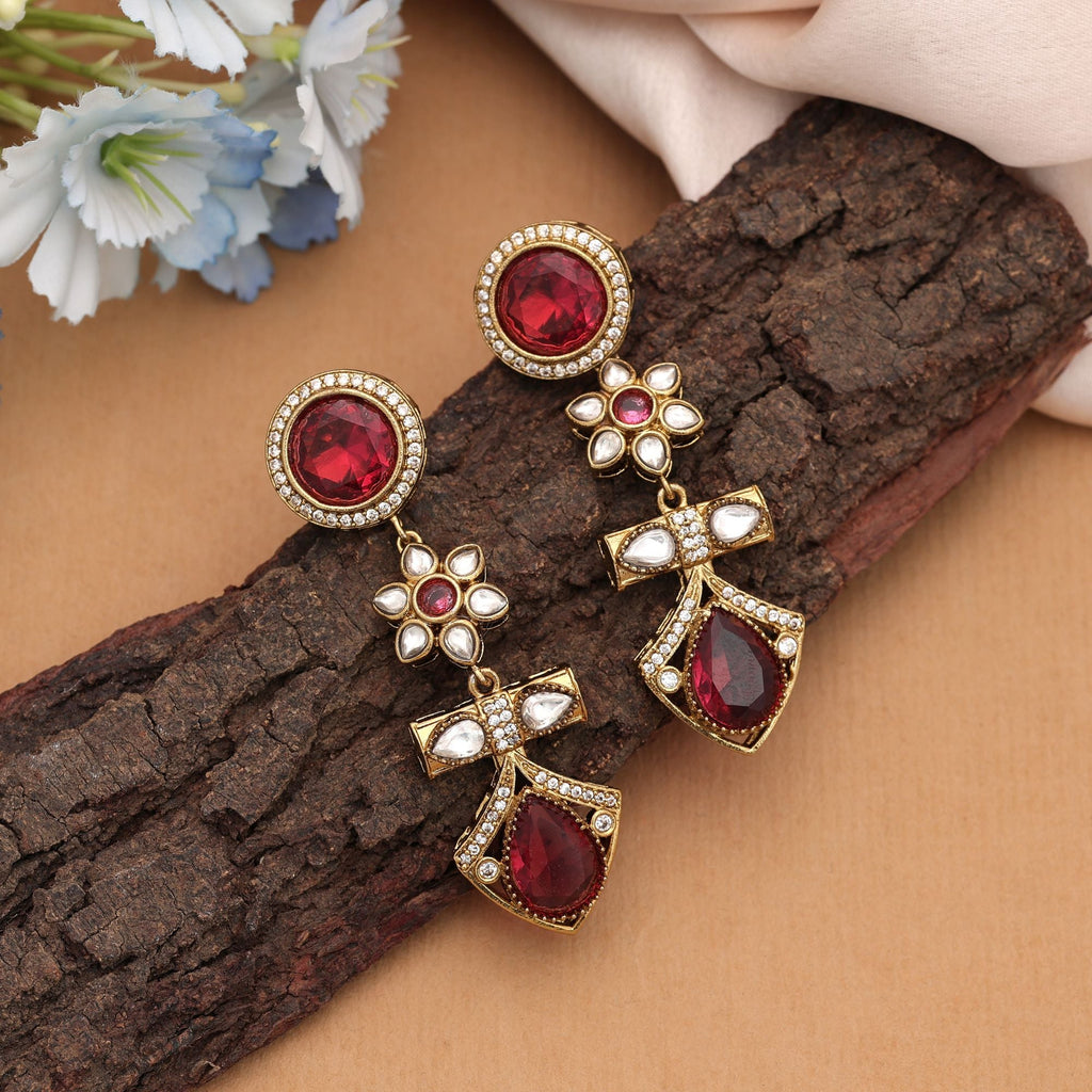 Rani Color American Diamond Earrings Bridal Festive Wear