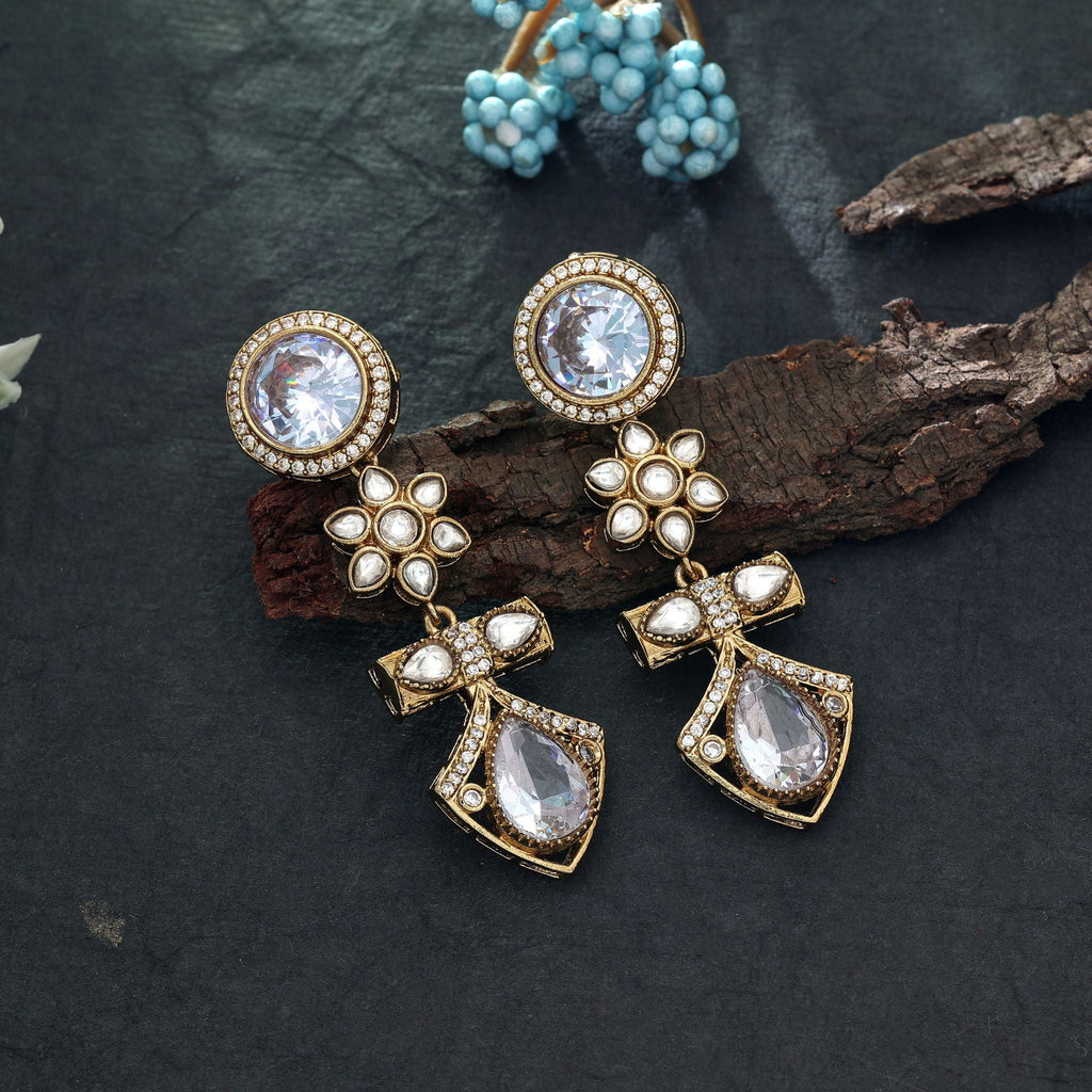 White Color American Diamond Earrings Minimal Wear