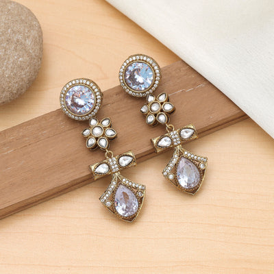 White Color American Diamond Earrings Minimal Wear