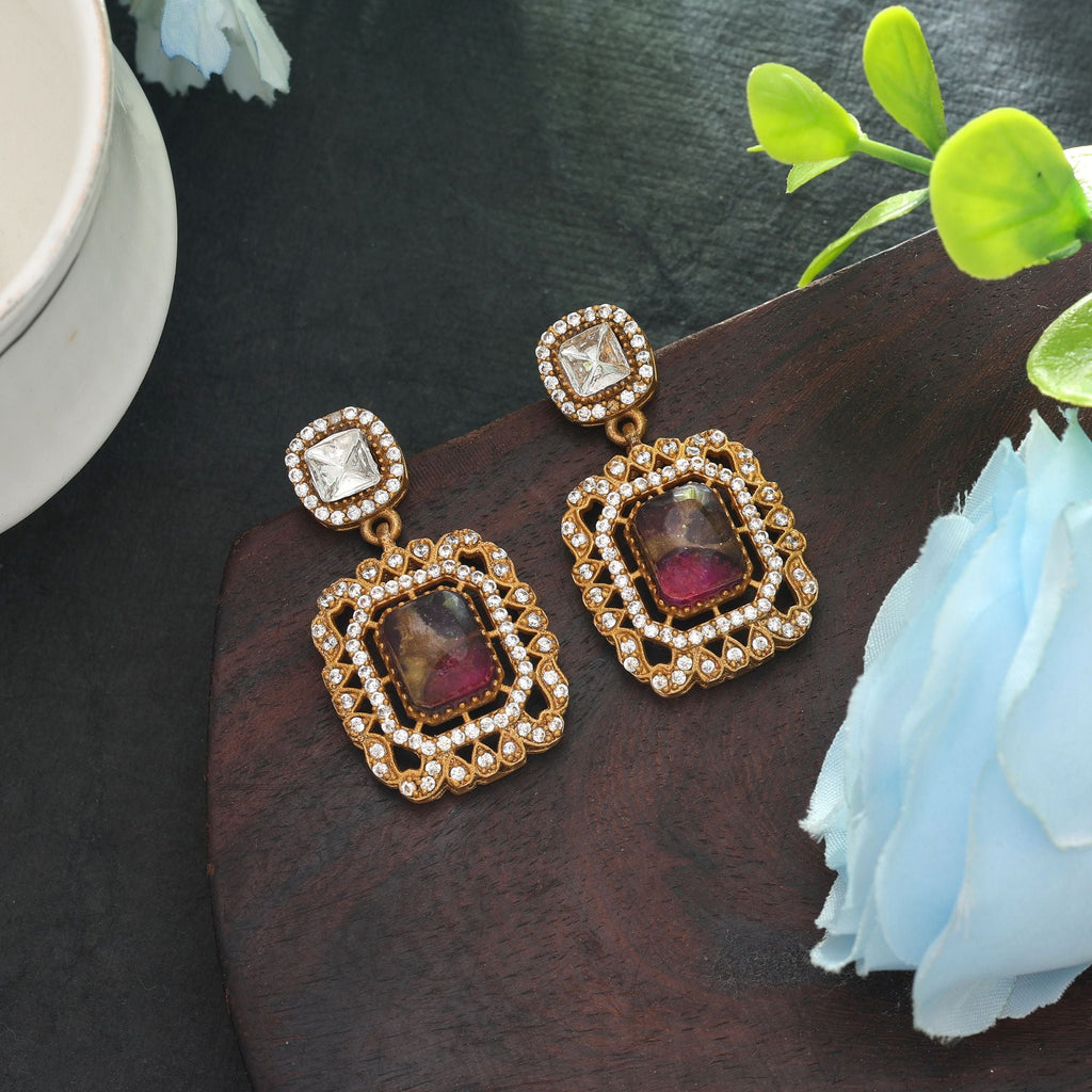 Rani Color American Diamond Earrings Bridal Wear