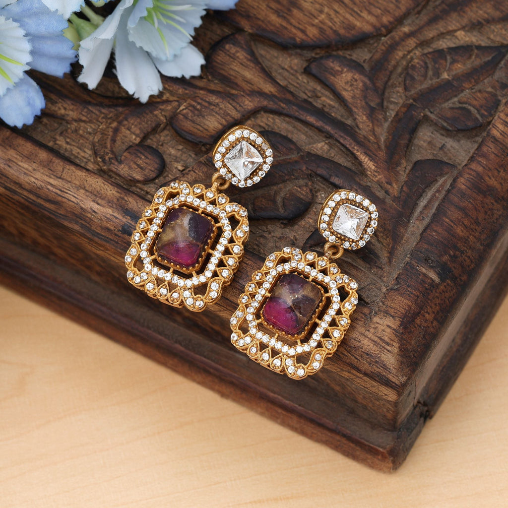 Rani Color American Diamond Earrings Bridal Wear