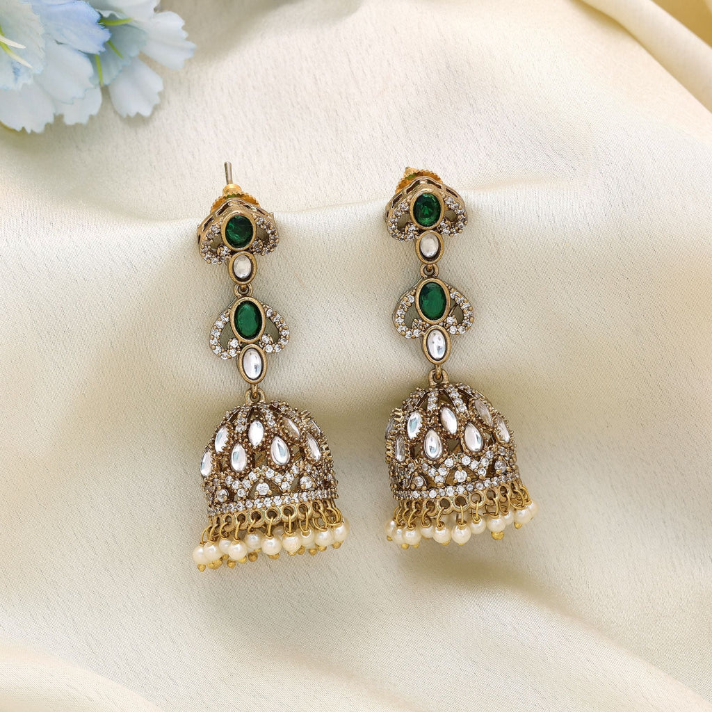 Green American Diamond Earrings - Daily Wear