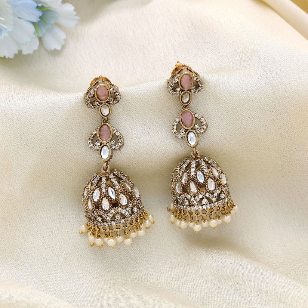 Light Pink American Diamond Earrings