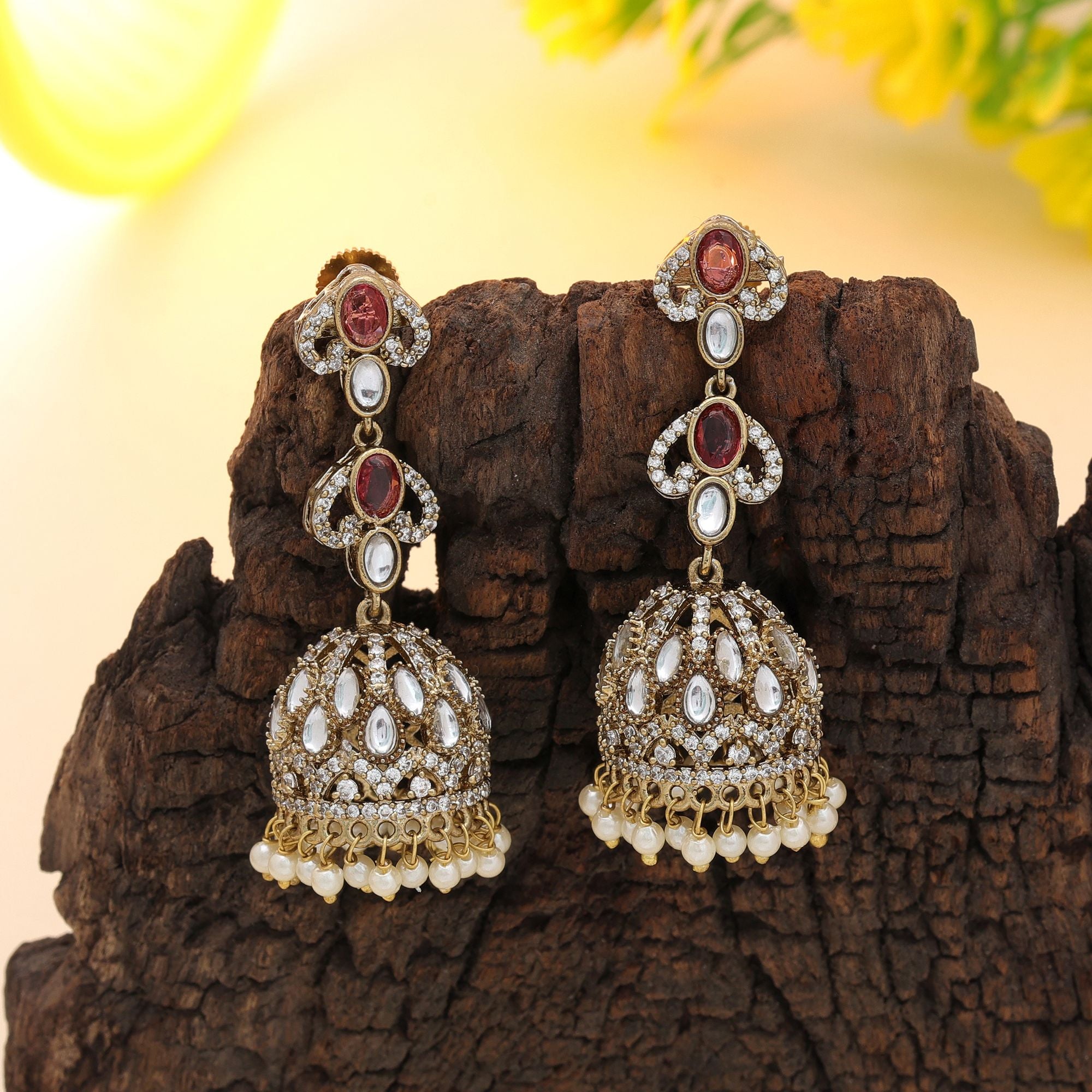 Magenta American Diamond Earrings - Festive