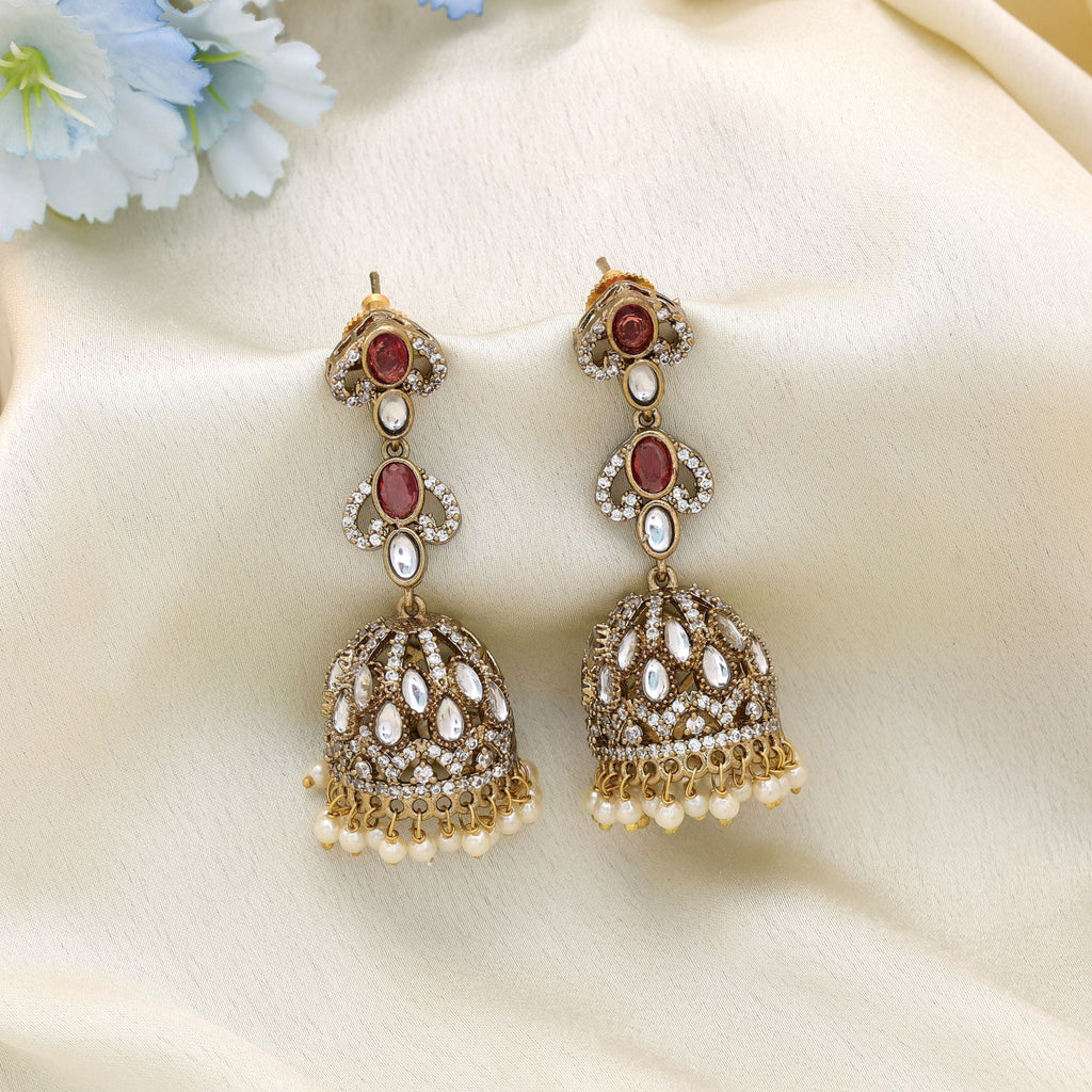 Magenta American Diamond Earrings - Festive