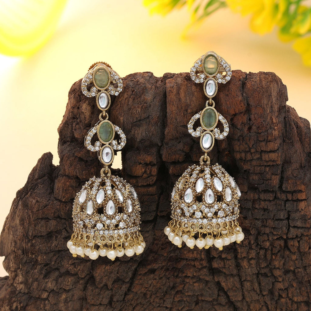 Pista Green American Diamond Earrings