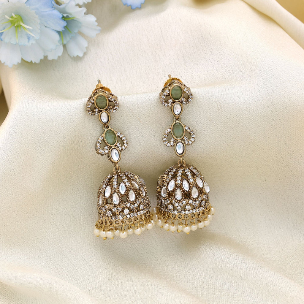 Pista Green American Diamond Earrings
