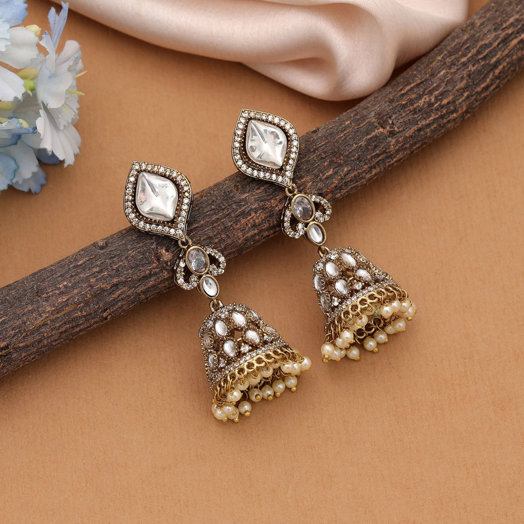 White Color American Diamond Earrings Bridal Jewelry Finish