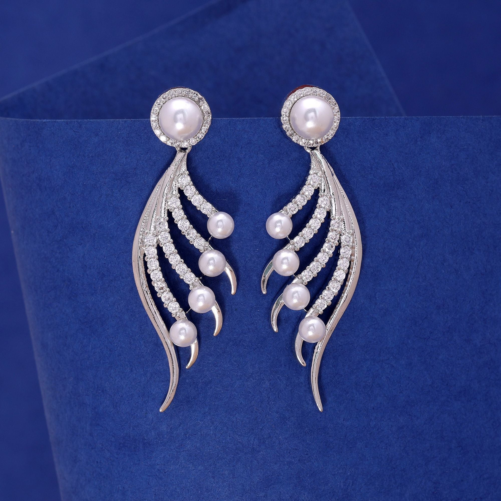 Silver Color American Diamond Earrings