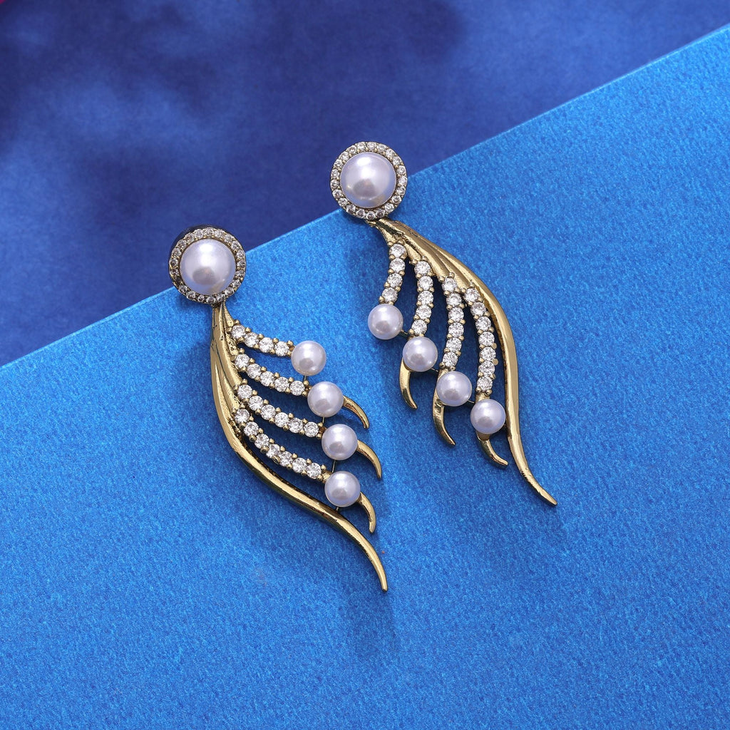 White Color American Diamond Earrings